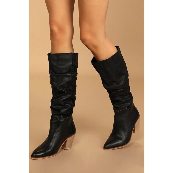 Matisse Shoes - Matisse Womens Remi Slouch Boots 5 M Black Leather Knee-High Heeled NWOB